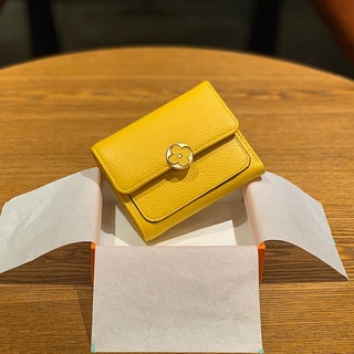 Small Orange Box-Genuine Leather Series Yellow Lucky Women Short