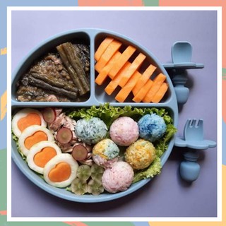 ComfyKidzph 3PCS Silicone Suction Plate with spoon and fork