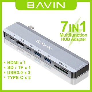 BAVIN I6 7 in 1 Converter PD 87W Type-C HUB Adapter for MacBook Air Pro w/ Dual USB 3.0 Plus 4K 60Hz (1)