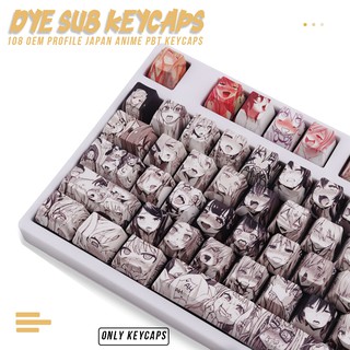 PBT 108key Ahegao Keycap Dye Sublimation OEM Profile Japanese Anime Keycap For Cherry Gateron Kailh switch Mechanical Keyboard