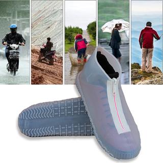 1 Pair Zipper Outdoor Silicone Waterproof Reusable Elastic Non Slip Shoe Cover