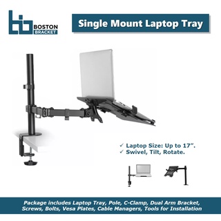 Boston Bracket Single Mount Laptop Tray with C Clamp