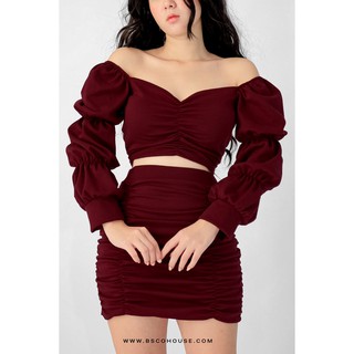 BSCO PH SIENNA MAROON COORDINATES BEST SELLER TOP AND SKIRT(BSCO PHILIPPINES BSCO HOUSE PH bscohouse