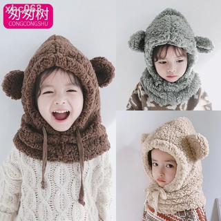 Children Bear Hat Autumn And Winter Girls Ear Protection Hat Scarf