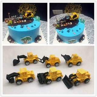 6PCS Construction Vehicle Toy Child Excavator Trolley Birthday Cake Toppers UK