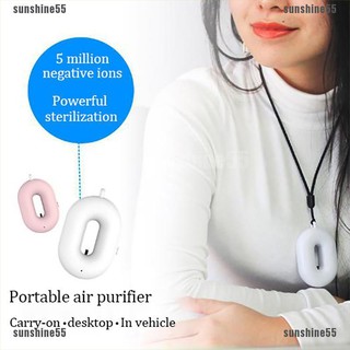 Personal Air Purifier Necklace Portable Low Noise Mini Wearable Ion AirFreshener(sunshine55)