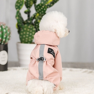 New Cat and Dog Pet Clothes Hooded Four-legged Raincoat Internal Mesh Design Breathable and Comfortable with Reflective Strips for Safer