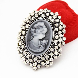 ❤❤ Wedding Party Queen Lady Vintage Victorian Design Cameo Bronze Brooch Pin