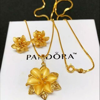 [EM] Jewelry 24k 2 in 1 Gold Color Flower Jewelry sets