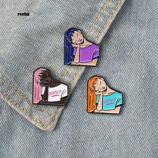 Rich_ Fashion Funny Cartoon Girl Enamel Brooch Pin Jeans Decorration