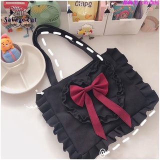 Japanese Canvas Bag JK Love Messenger Handbag Shoulder Female Sweet Cute Niche Harajuku Style Girl Bow