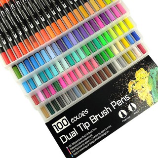 48/60/100/120 Colors Watercolor Pen Brush Markers Dual Tip Fineliner Drawing Coloring Art Markers (3)