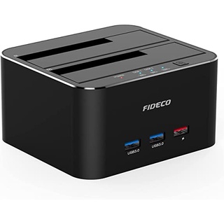 FIDECO USB 3.0 SATA Dual Bay External Hard Drive Docking Station for 2.5/3.5 Inch HDD/SSD