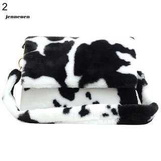 JN~ Fashion Women Plush Large Capacity Handbag Leopard Zebra Stripes Shoulder Bag (2)
