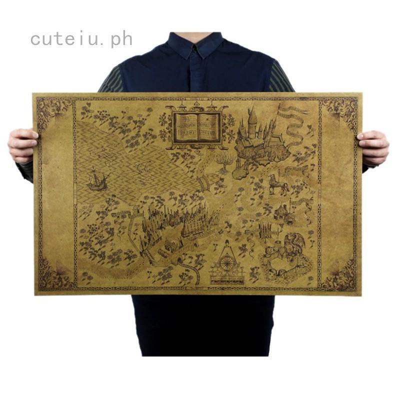 Map Of The Wizarding World Of Harry Potter Kraft Paper Posters Poster Retro Paper Craft (1)