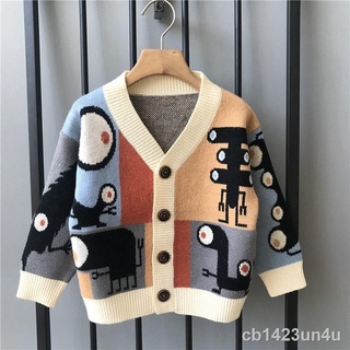 ◊Children s clothing boy jacket 2021 autumn and winter new sweater sweater cartoon jacket cardigan K
