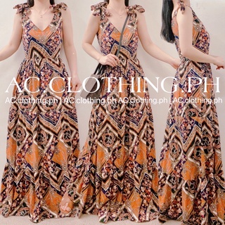 LUCY TIE KNOT STRAP MAXI DRESS (by: AC.CLOTHING.PH)
