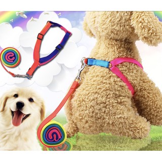 PET & HOME Pet Dog/Cat Rainbow Leash colorful chest and back type pet leash