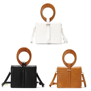HAN Women PU Leather Bag Square Crocodile Pattern Crossbody Bag Top-handle Handbags