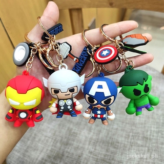 Cartoon keychain funko marvel avengers Spiderman iron Man marvels thor Hulk captain america shield key ring key ch