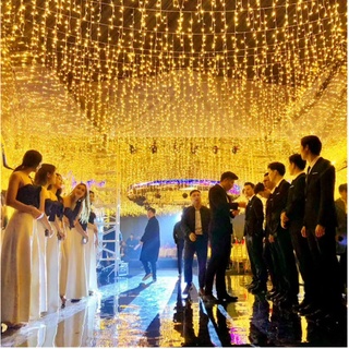 LED Christmas Light Icicle Waterfall Fairy String Curtain Lights Garland Outdoor Wedding Party Decor