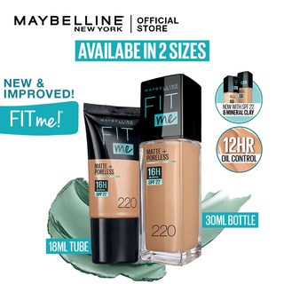 Maybelline Fit Me Matte + Poreless Liquid Foundation 30 mL - with SPF 22 PA Face Make Up Oil Control