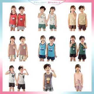 【TS】Cute Kids Boys Girls Cartoon Cotton Short Sleeve Tops+Shorts Clothing 2pcs/set