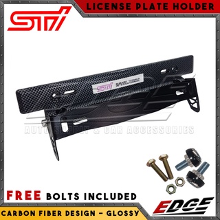 License Plate Holder - Glossy - STI Subaru Tecnica International - w/ bolts // universal adjustable
