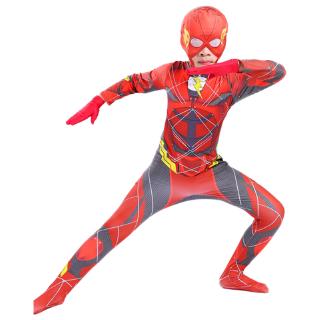 Kids The Flash Cosplay Costume Boys Superhero Halloween Costume Carnival Jumpsuit