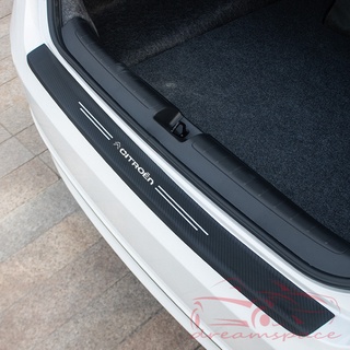 3D Carbon Fiber Textured Leather Car Trunk Door Sill Plate Protector Rear Bumper Trim Cover Strip For Citroen
