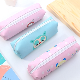 Simple and cute canvas pencil case boys and girls large capacity cartoon pencil case stationery box children's birthday gift