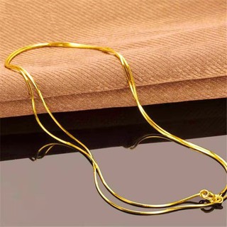☋♕Philippines Ready Stoc Gold 18k Pawnable Saudi Necklace Snake Bone Chain Water Ripple