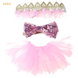 [KUKU] 3Pcs/Set Pet Clothes Dog Wedding Dress Puppy Birthday Party Supplies Cute Tutu Skirt Bowtie Crown Hat