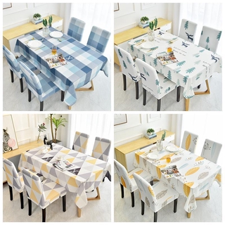 Nordic Dining Table Chair Cover Home Chair Cover Waterproof Tablecloth Cotton Linen Cartoon Coffee Table Cloth Set