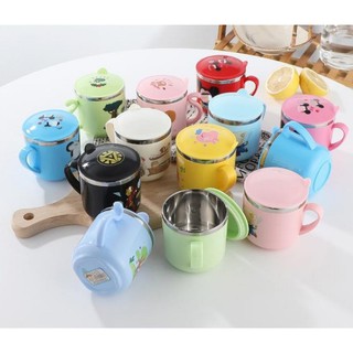 【4 Styles】270ml Minion Cup Kids 304 Stainless Steel Cartoon Water Cups With Lid Drinking Mug