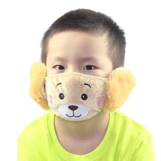 Children's Cute Cartoon Earmuffs 2-in-1 Earmuffs Plush Bear Warm Mask