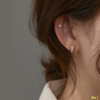 14K Gold-plated Mini Zircon Hoop Earrings Huggie Piercing Earings Cubic Cartilage Earring Stud