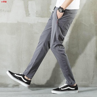 ✲✌Pants Korean Fashion Men’s jogger ice silk swaterproof three color with zipper pants for men