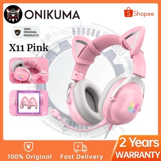 ONIKUMA X11 k9Pink Gaming Headset with Removable Cat Ears, for PS5, PS4, Xbox One (Adapter Not Included), Nintendo Switch, PC, Mobile with Surround Sound, RGB LED Light & Noise Canceling Detachable Mic (1)