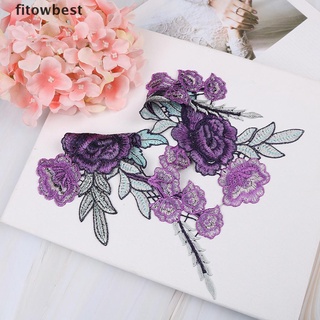 FBPH 2pcs/set purple flower embroidery patches for clothes applique embroidery collar Fad