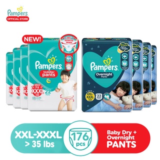 [Day and Night Bundle]Pamper Baby Dry Diaper Pants XXXL 22s x 4 + Overnight Diaper Pants XXL 22s x 4