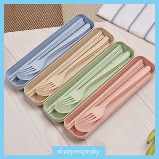 Tableware 3 in 1 spoon fork and chopsticks set with storage box