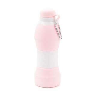 Silicone Collapsible Travel Water Bottle 550ml w/ Metal Carabiner Clip. (6)