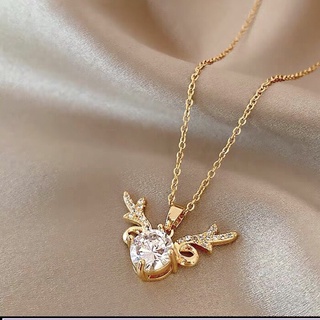 YH 18k rose gold plated antler pendant necklace accessories for women