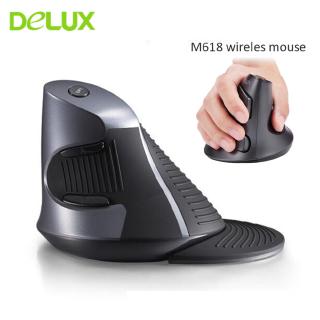 Delux M618 Ergonomic Vertical Wireless Mouse USB Optical Computer Gaming Mice For Laptop PC