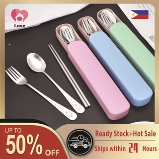 3 in 1 chopsticks, spoon, fork, stainless steel (with box) gift set portable tableware