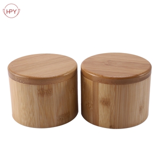 2Pcs Salt Box Wooden Storage Box With Magnetic Swivel Lid Container