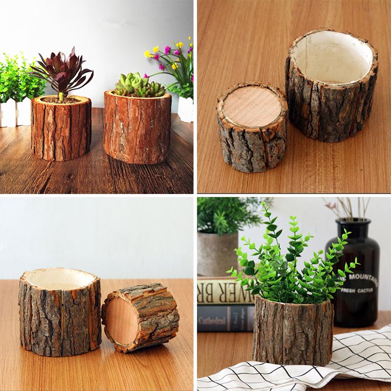 Fashion Decor Planters Vintage Retro Decoration Wood Vase Wooden Succulent Small Pots Flower pot (1)