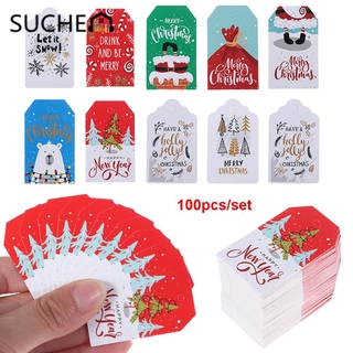 [READY STOCK][Decoration Cards] SUCHEN 100 Pcs Christmas Hang Tags Gift Wrapping Kraft Labels