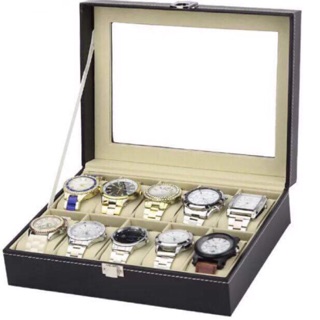 10 Slot Watch Box PU Leather Watches Box Display Case
